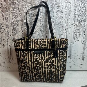 COACH E1405-F31901 Nylon Animal Print Satchel
